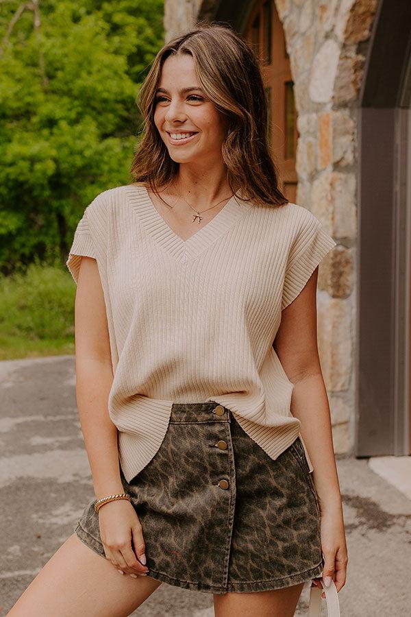 Impressions Chic Vibes Knit Vest Top in Light Beige