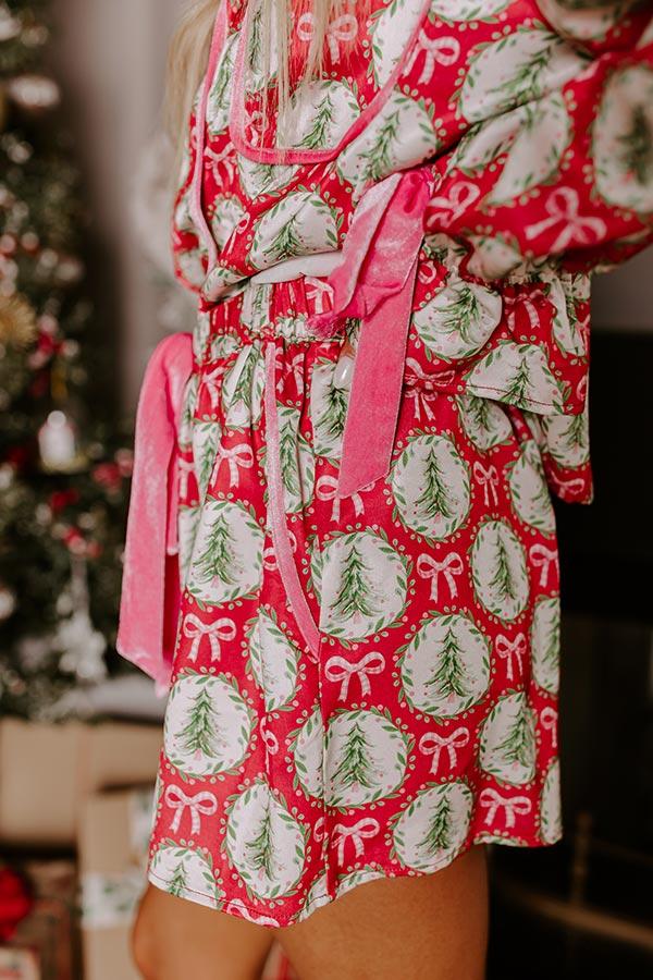 Impressions Christmas Dreaming Satin Pajama Shorts In Red