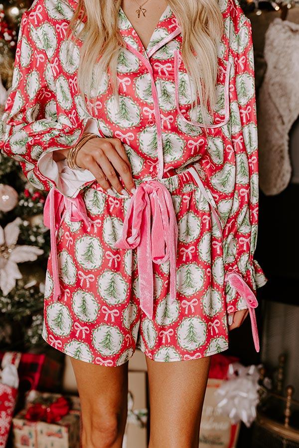 Impressions Christmas Dreaming Satin Pajama Shorts In Red