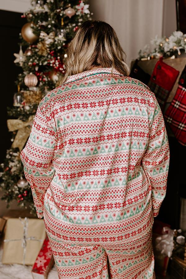 Impressions Christmas Morning Satin Pajama Top Curves