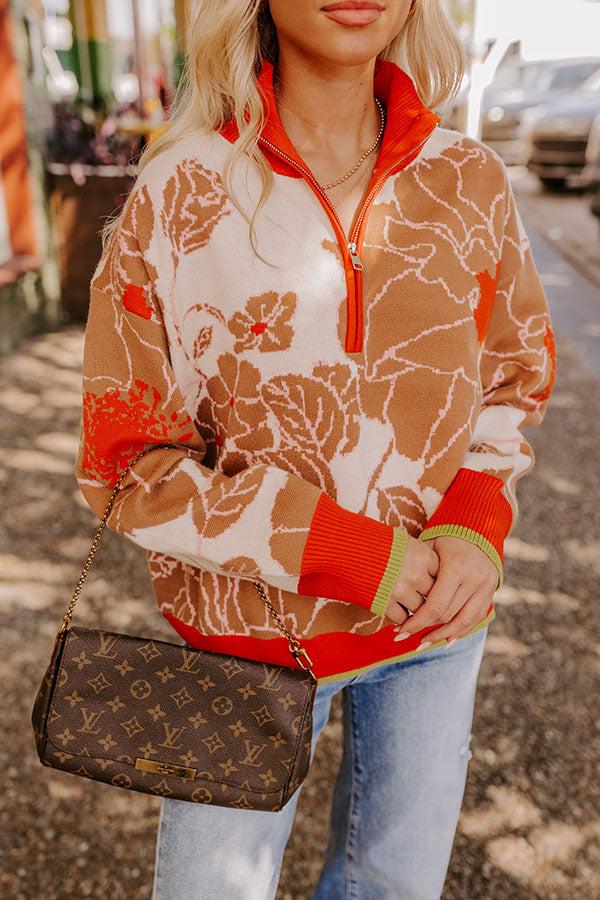 Impressions Cider And Sunsets Floral Sweater In Orange