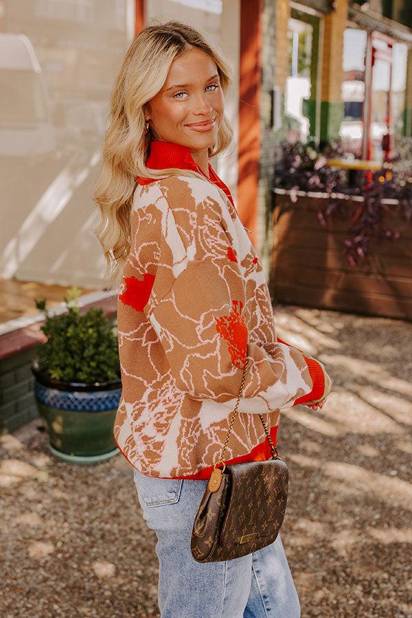 Impressions Cider And Sunsets Floral Sweater In Orange