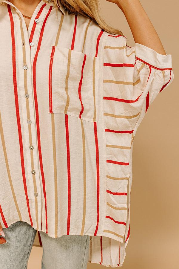 Impressions Cider Sippin' Oversized Stripe Button Up