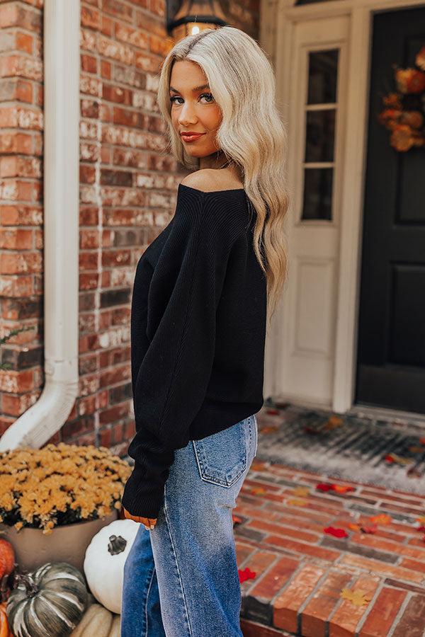 Impressions Cinnamon Chai Ribbed Sweater Top In Black