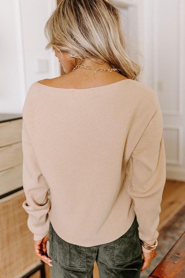 Impressions Cinnamon Chai Ribbed Sweater Top In Iced Latte