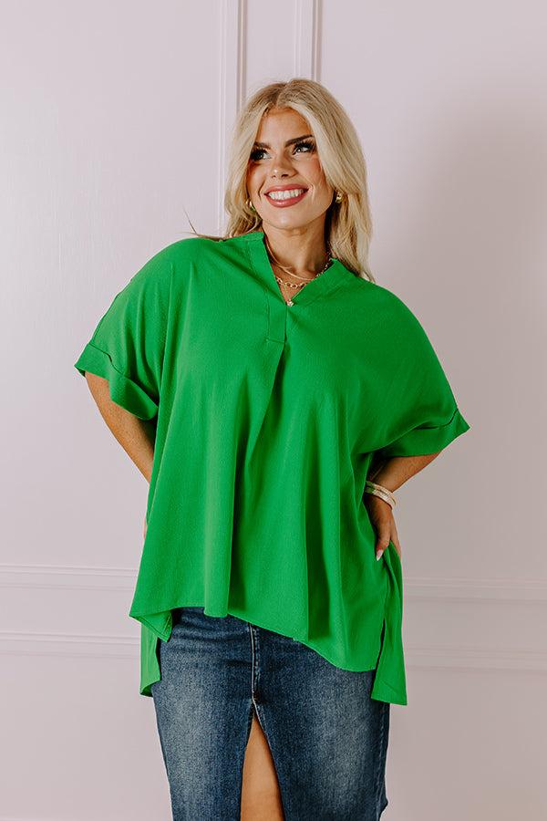 Impressions City Escape Shift Top in Kelly Green Curves