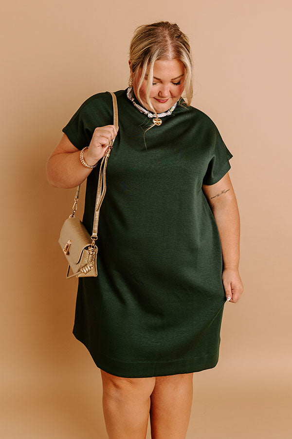 Impressions City Sleek Mini Dress In Hunter Green Curves