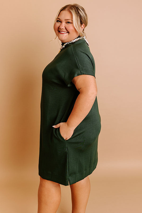 Impressions City Sleek Mini Dress In Hunter Green Curves