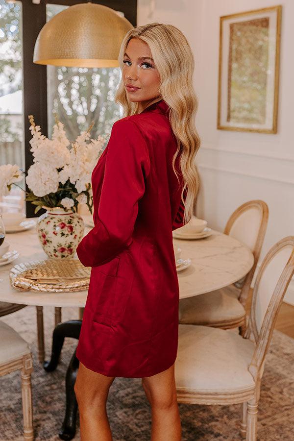 Impressions City Socialite Satin Blazer Dress In Red