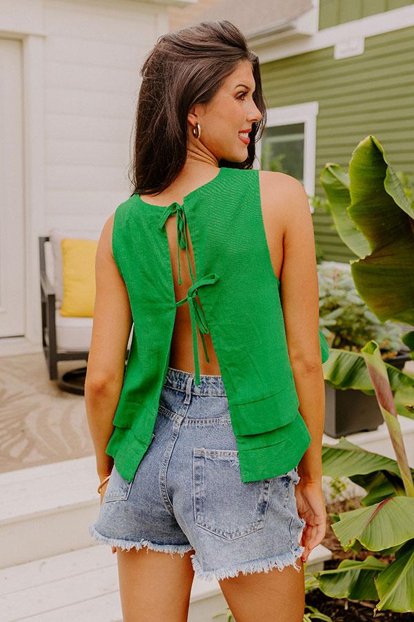 Impressions Classic And Keen Linen-Blend Top In Green