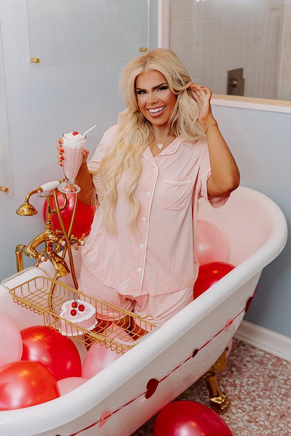 Impressions Classic Cuddles Pajama Top In Pink Curves