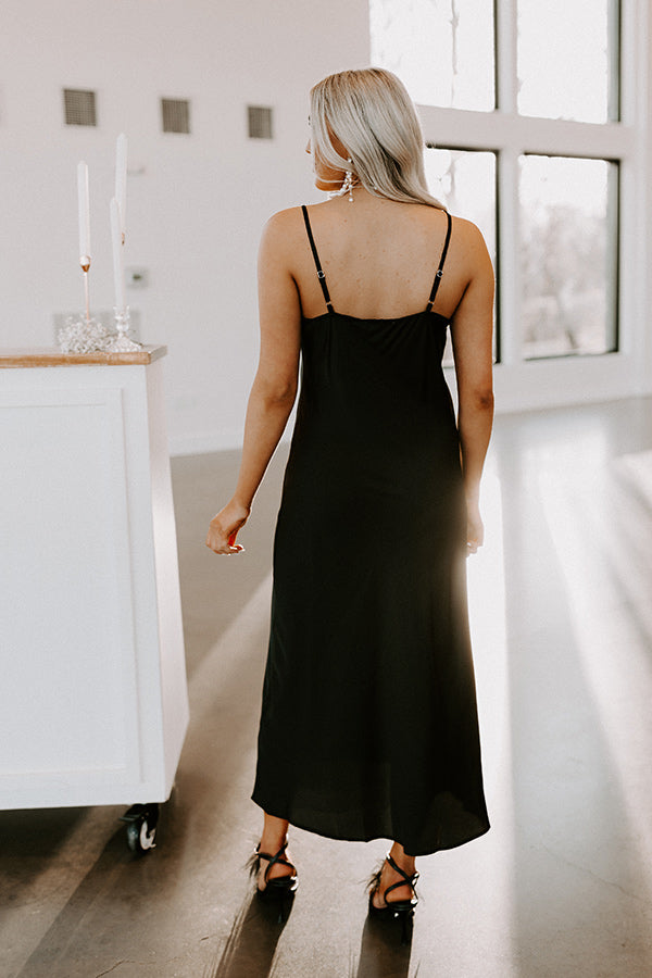 Impressions Classy And Confident Satin Midi In Black