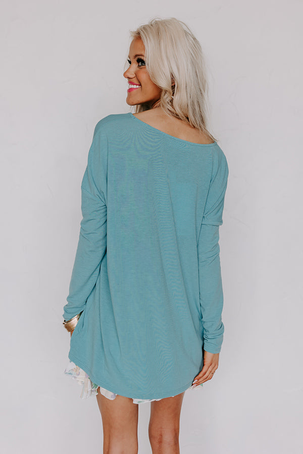 Impressions Closer To Home Shift Top In Light Turquoise