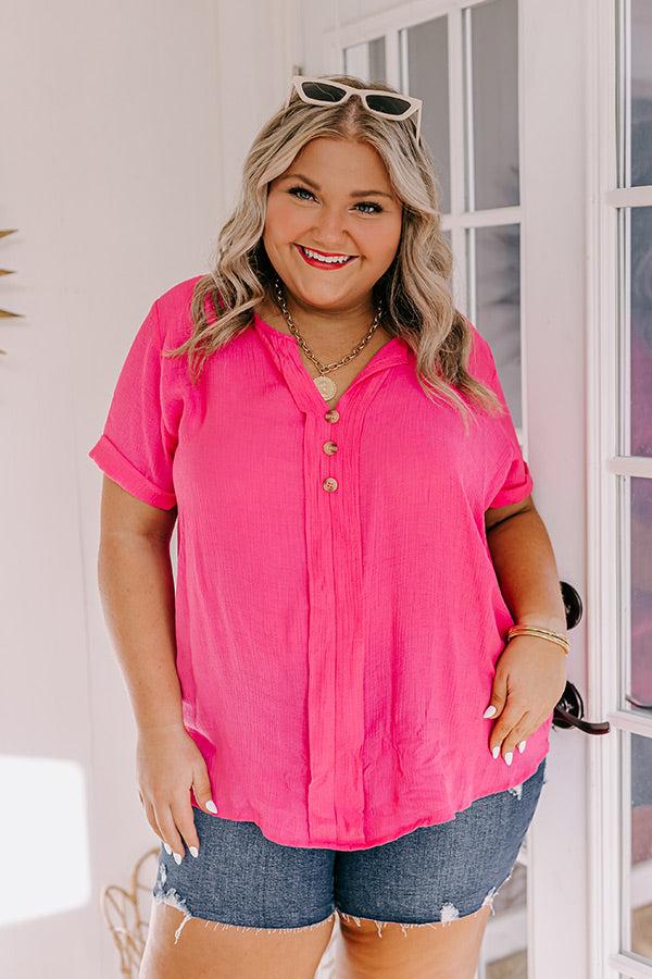 Impressions Coastal Breeze Shift Top In Hot Pink Curves