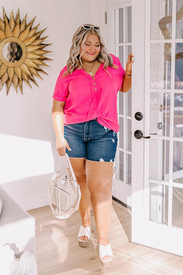 Impressions Coastal Breeze Shift Top In Hot Pink Curves