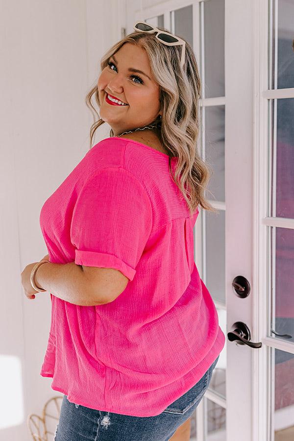 Impressions Coastal Breeze Shift Top In Hot Pink Curves