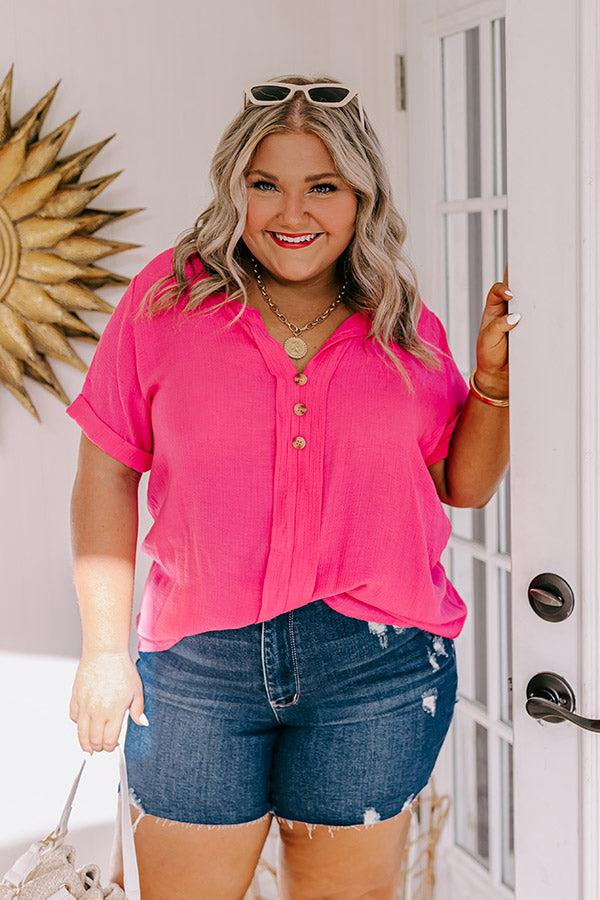 Impressions Coastal Breeze Shift Top in Hot Pink Curves