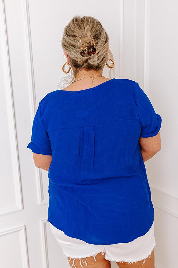 Impressions Coastal Breeze Shift Top In Royal Blue Curves