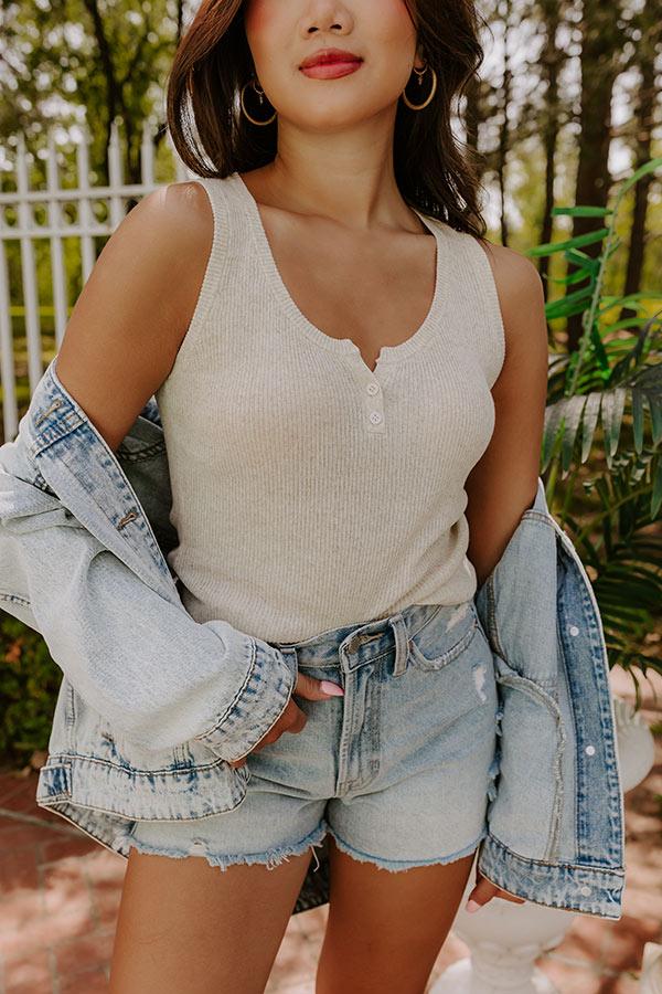 Impressions Coastal Brunch Linen-Blend Henley Top In Oatmeal