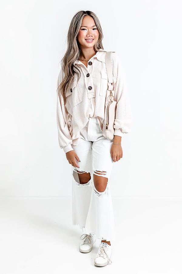 Impressions Coastal Comforts Oversized Top In Cream