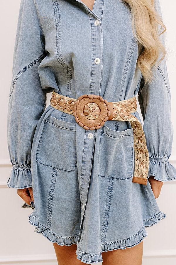 Impressions Coastal Cruise Raffia Woven Belt in Brown