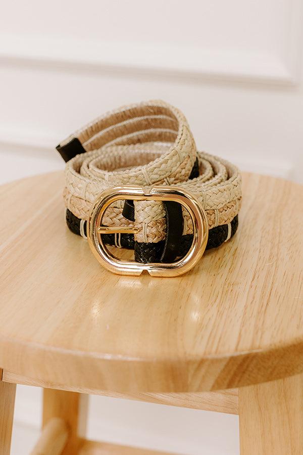 Impressions Coastal Cutie Raffia Woven Belt In Black