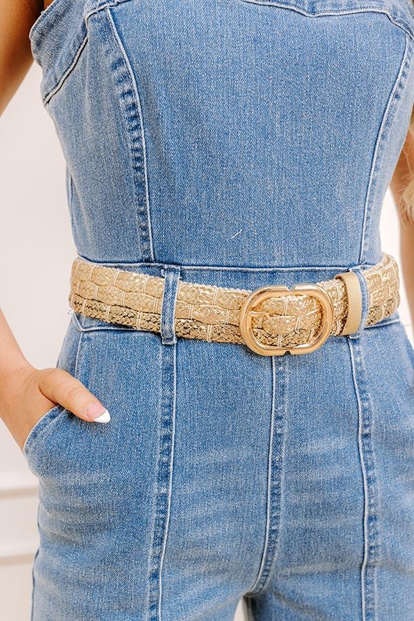 Impressions Coastal Cutie Raffia Woven Belt In Gold