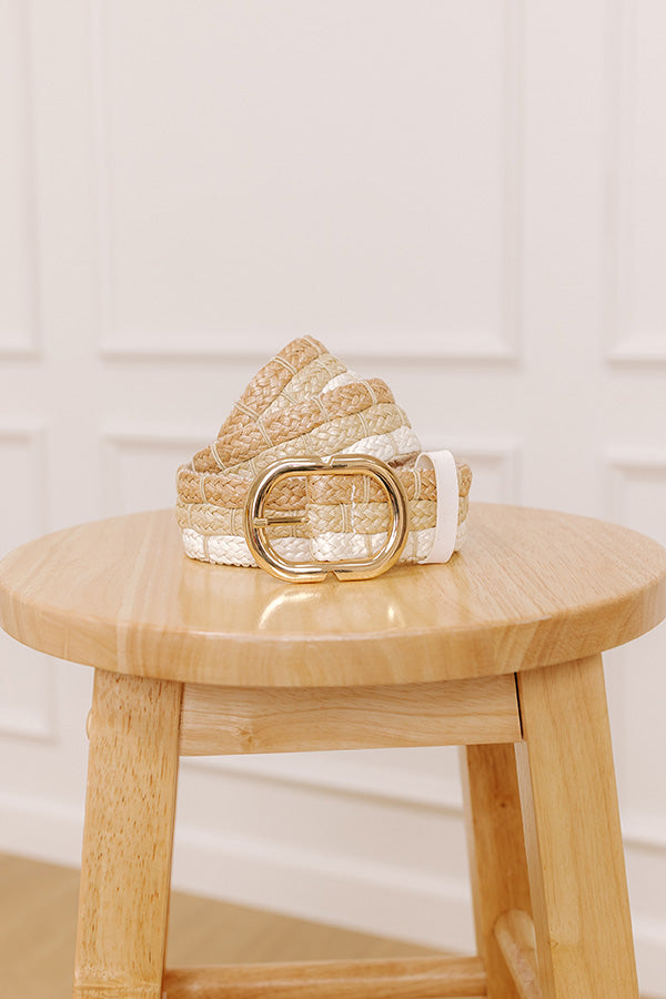 Impressions Coastal Cutie Raffia Woven Belt In White