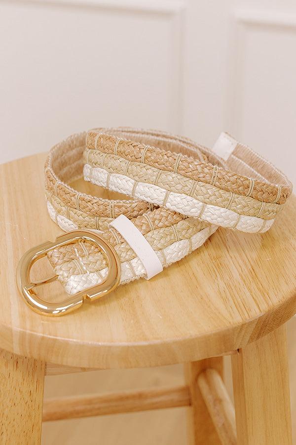 Impressions Coastal Cutie Raffia Woven Belt In White