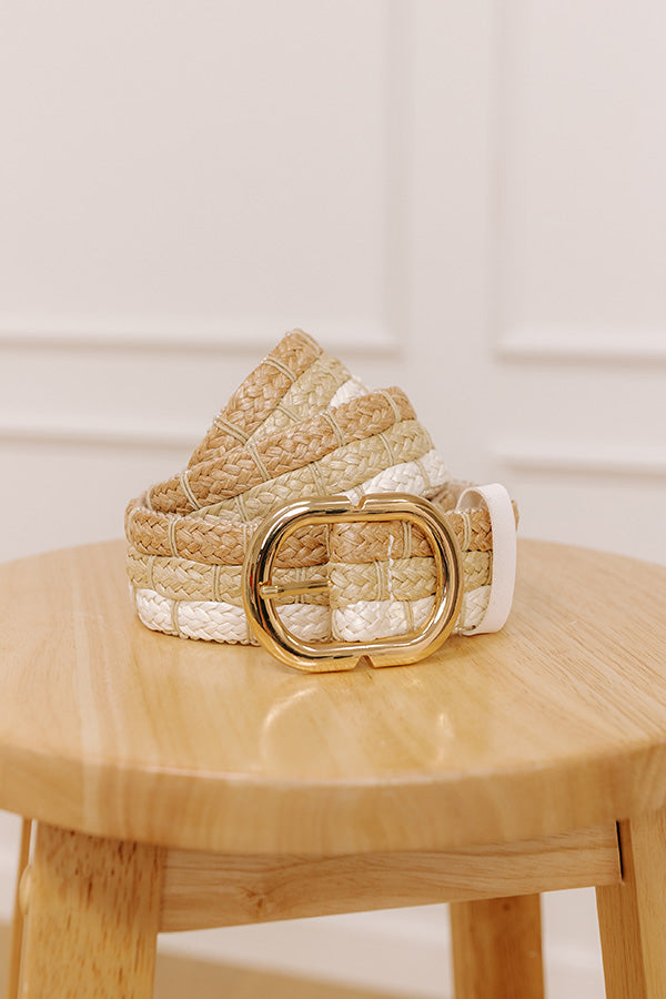 Impressions Coastal Cutie Raffia Woven Belt in White