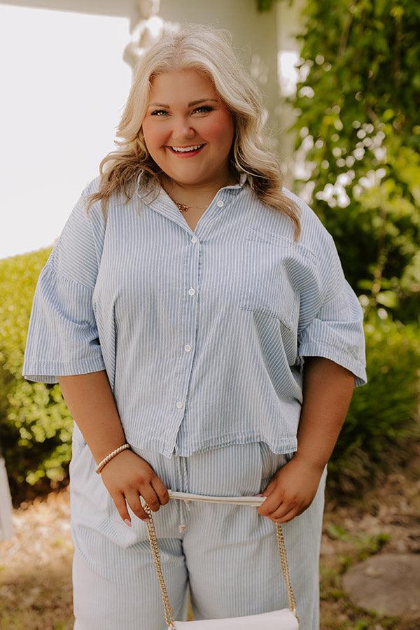 Impressions Coastal Dreams Chambray Button Up Curves