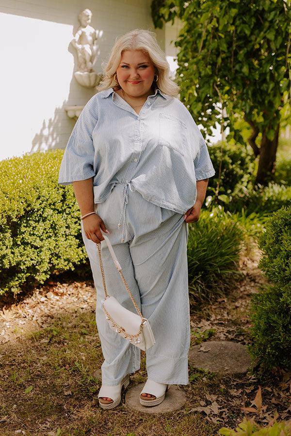 Impressions Coastal Dreams High Waist Chambray Pants Curves