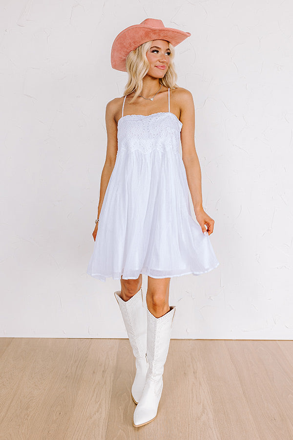 Impressions Coastal Flair Eyelet Mini Dress In White