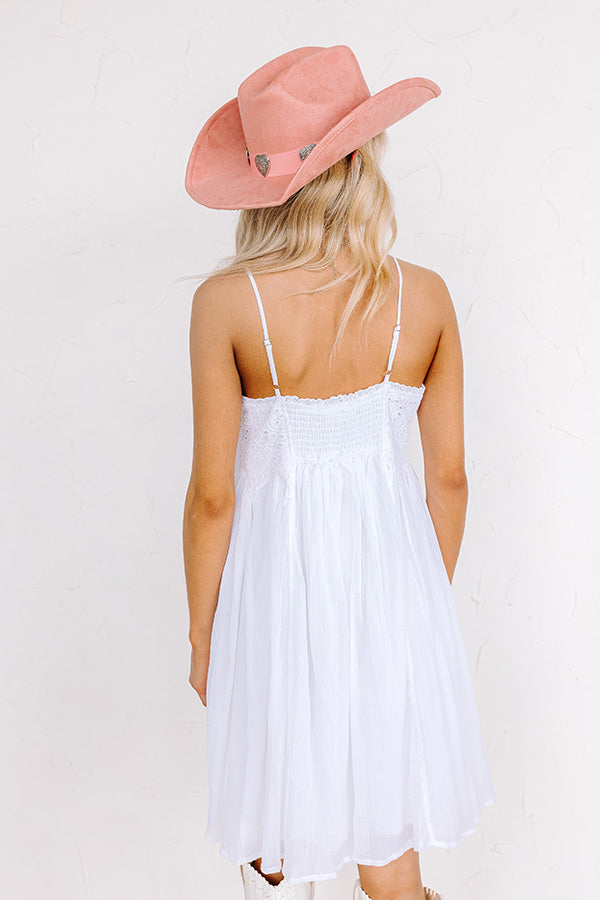 Impressions Coastal Flair Eyelet Mini Dress In White