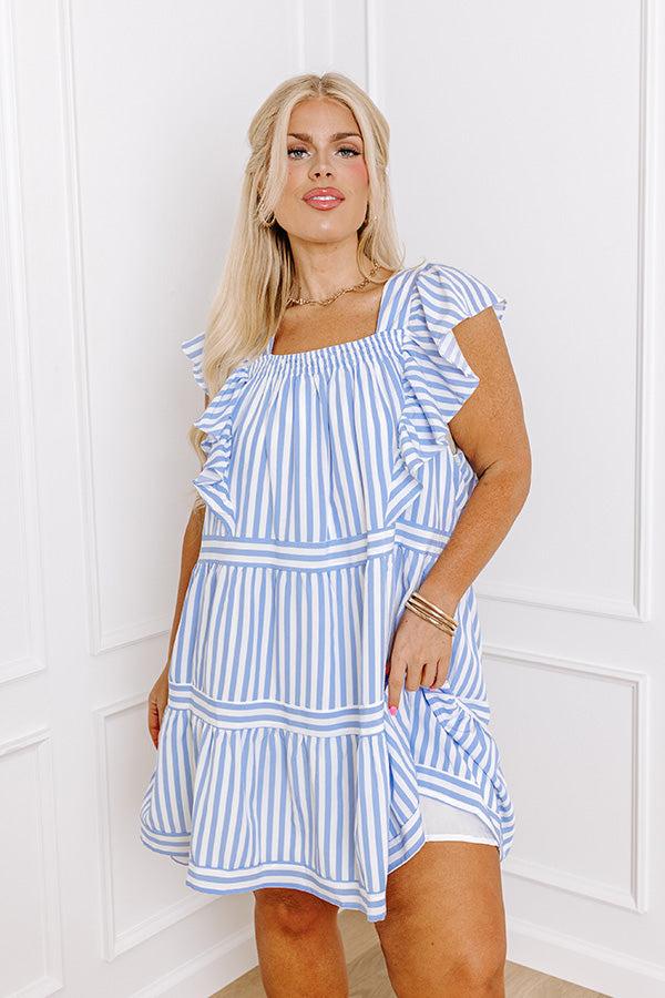 Impressions Coastal Shoreline Ruffle Mini Dress Curves