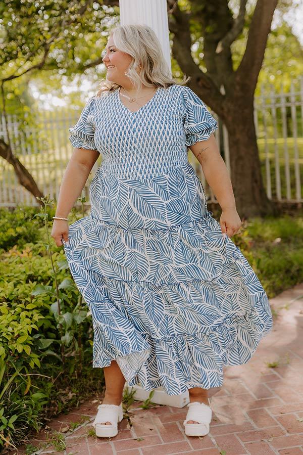 Impressions Coastal Stroll Smocked Maxi Dress Curves