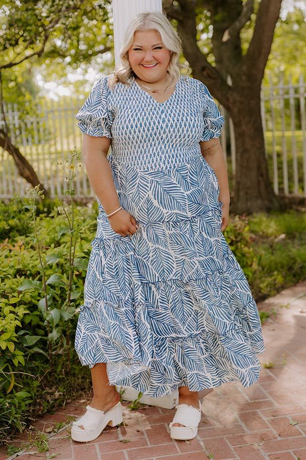 Impressions Coastal Stroll Smocked Maxi Dress Curves