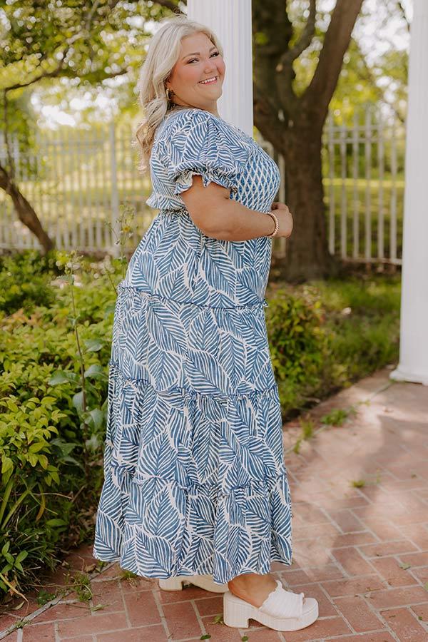 Impressions Coastal Stroll Smocked Maxi Dress Curves