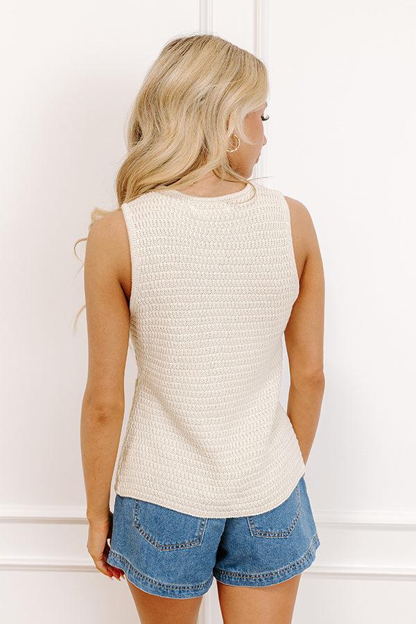Impressions Coastal Town Charm Knit Vest Top In Cream