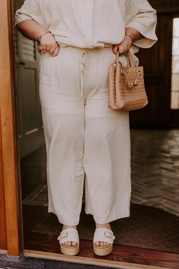 Impressions Coastal Town High Waist Linen-Blend Pants Curves