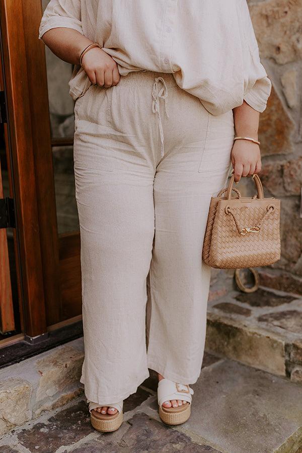 Impressions Coastal Town High Waist Linen-Blend Pants Curves