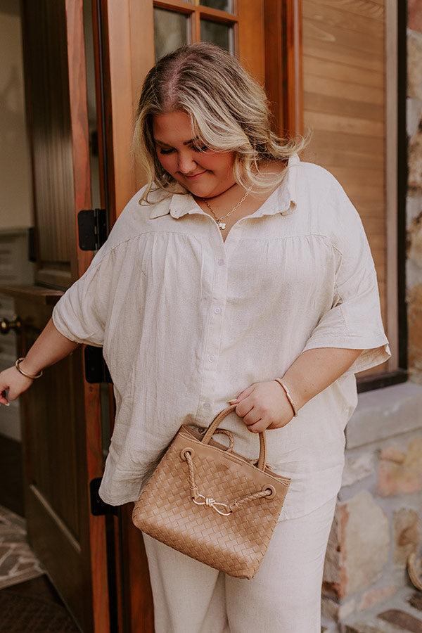 Impressions Coastal Town Linen-Blend Button Up Curves