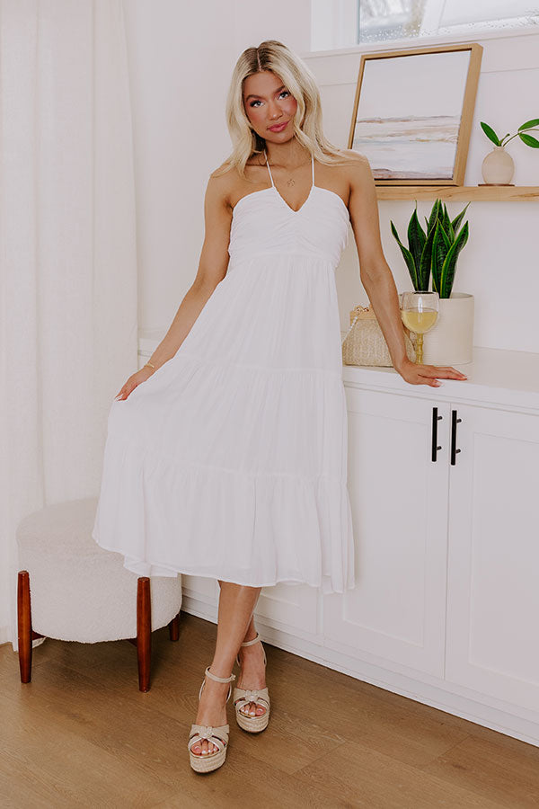 Impressions Coastal Views Halter Midi Dress in White