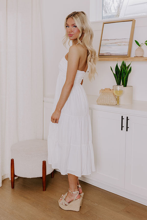 Impressions Coastal Views Halter Midi Dress In White