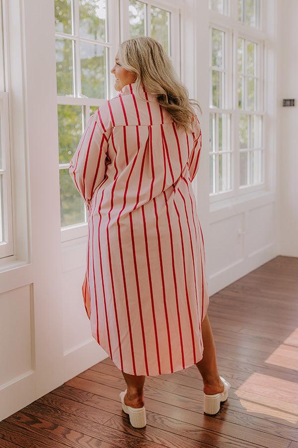 Impressions Coastline Chic Stripe Midi Dress Curves