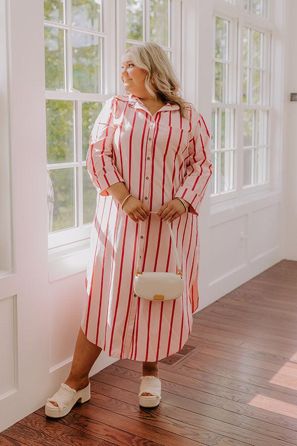 Impressions Coastline Chic Stripe Midi Dress Curves