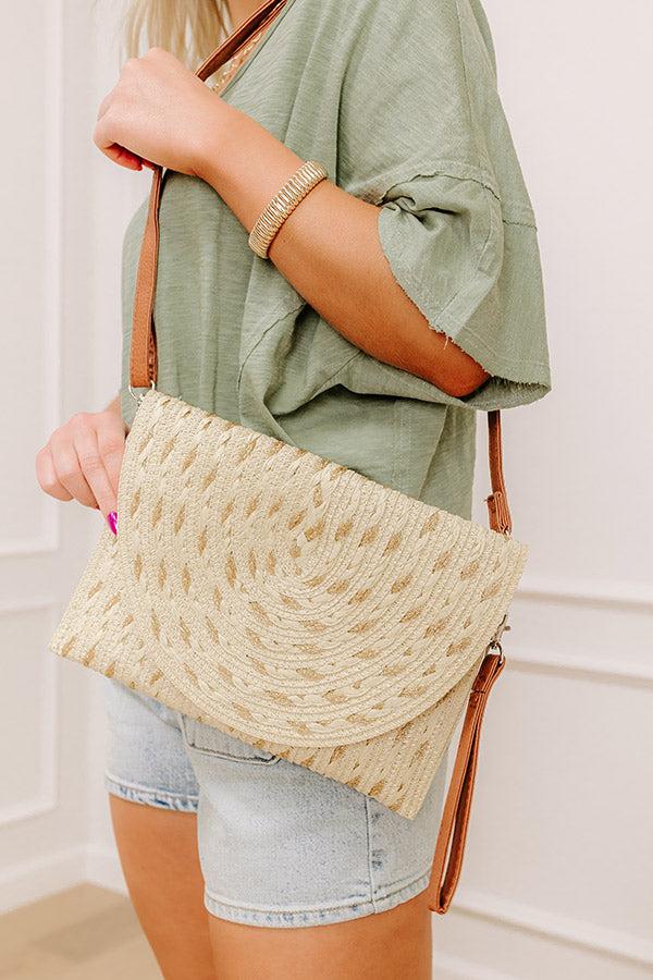 Impressions Cocktail Hour Raffia Woven Clutch In Beige