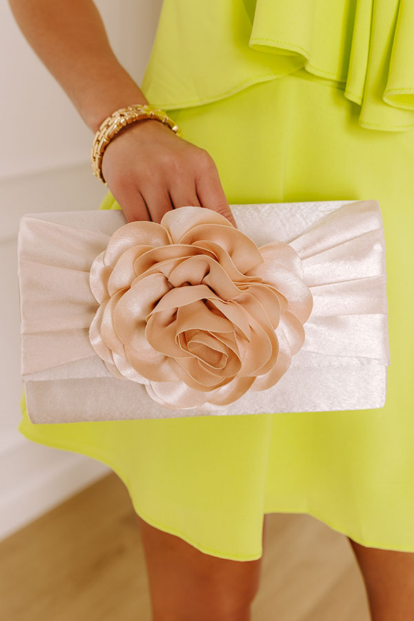 Impressions Cocktails First Satin Clutch In Champagne