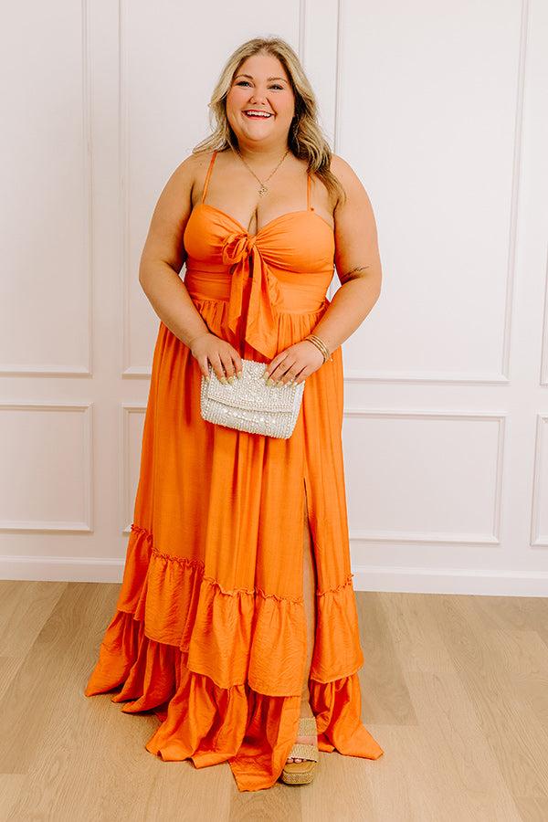 Impressions Coconut Grove Maxi Dress in Orange Curves