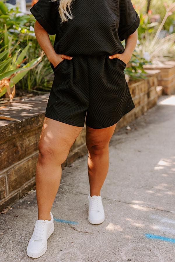 Impressions Coffee And Chit Chat High Waist Shorts In Black Curves